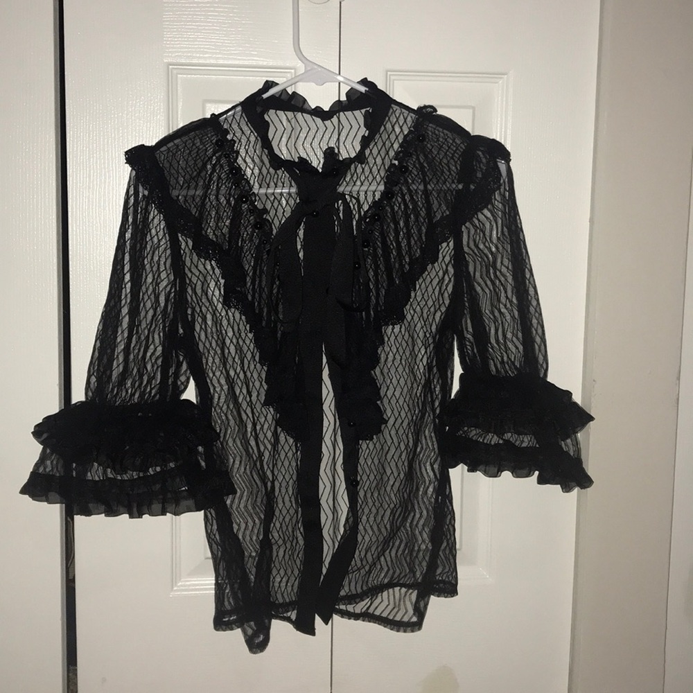 Button up mesh fashion top